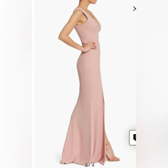 Dress the population Sandra Plunge Crepe Trumpet Gown Sz L -  www.disolcolor.com
